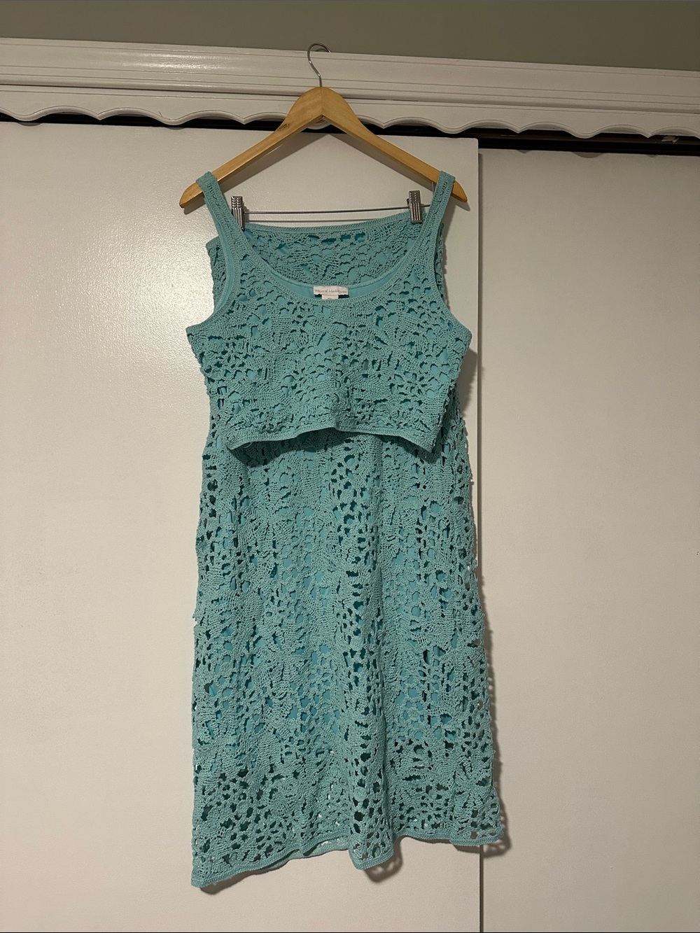 House of Harlow 1960 Aqua Crochet Knit Crop Matching Set